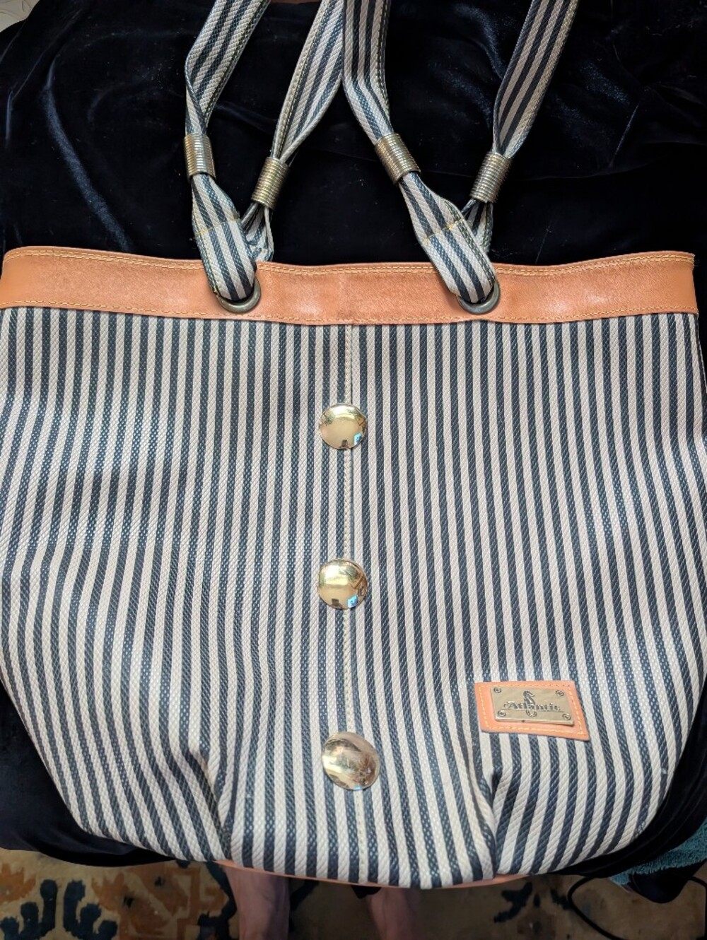 Atlantic Striped Navy and White Tote
